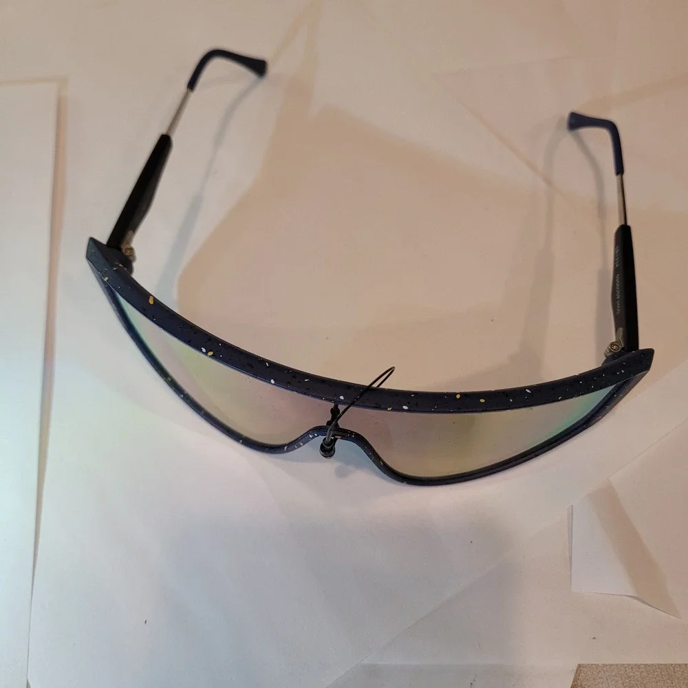 Panama Jack Shield Sunglasses Blue Splatter Mirrored Lens Sporty‎ SS12 New with